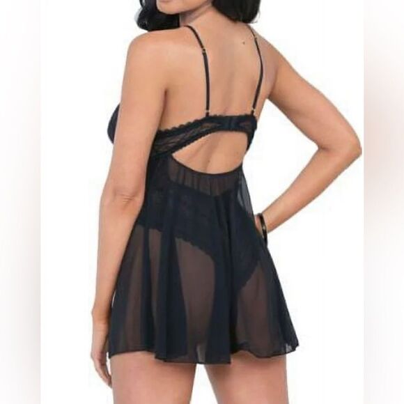 🆕 Escante Womens Black Flyaway Skirted Teddy Size XL - Picture 5 of 8